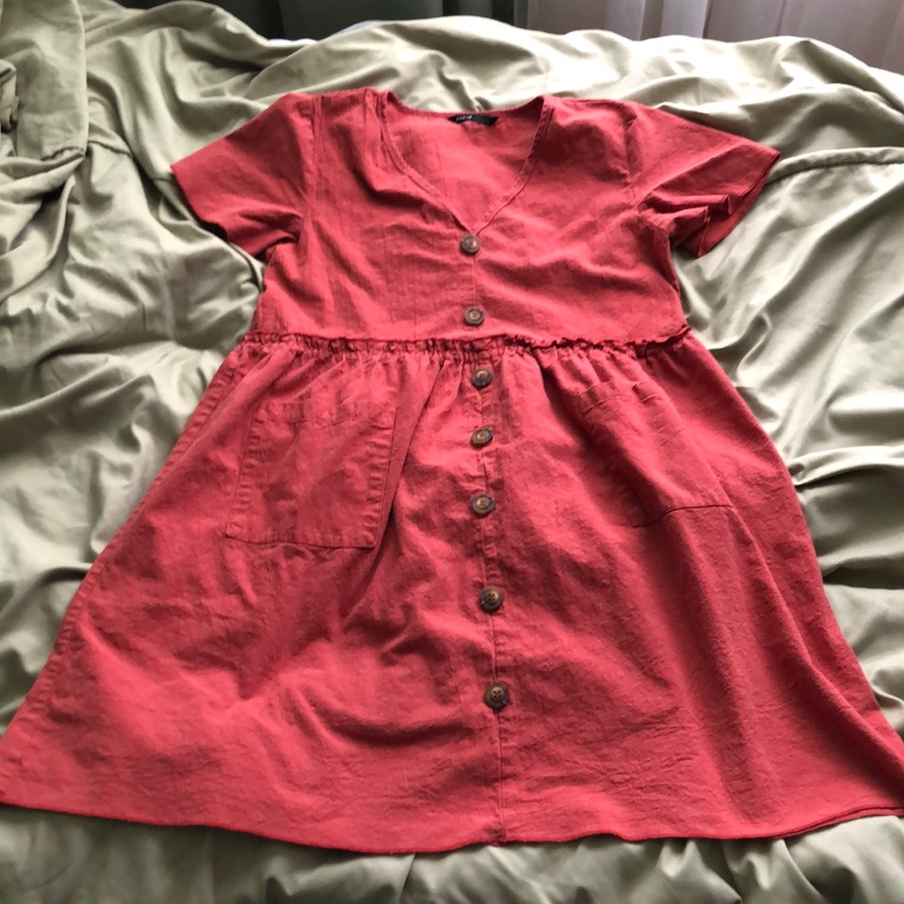 Coral colored babydoll dress
